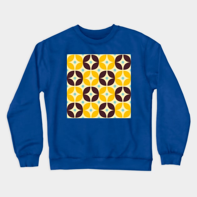 Geometric Pattern: Stylised Flower: Brown/Yellow Crewneck Sweatshirt by Red Wolf